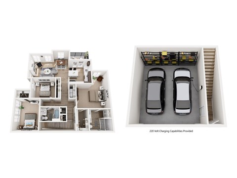 Floor plan for 3 beds, 2 baths, 1513 sqft